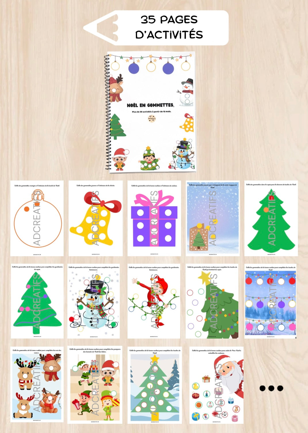 Livret d'Activités - 35 Jeux gommettes - Noël