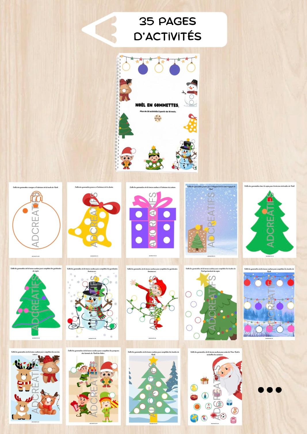 Livret d'Activités - 35 Jeux gommettes - Noël