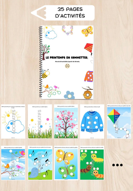 Livret d'Activités - 35 Jeux gommettes - Printemps