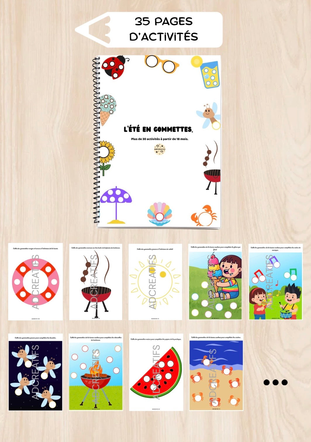 Livret d'Activités - 35 Jeux gommettes - Été