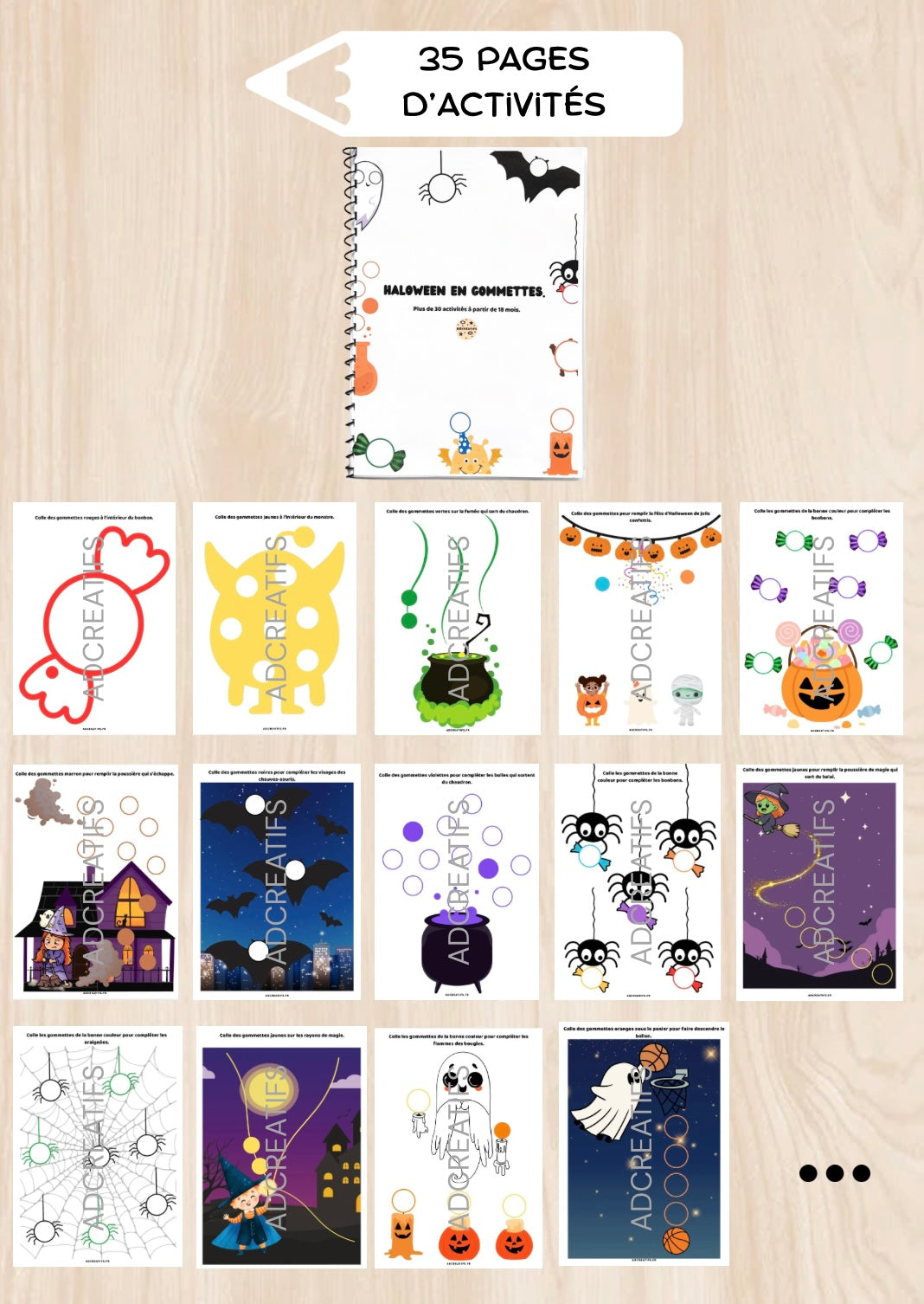 Livret d'Activités - 35 Jeux gommettes - Halloween
