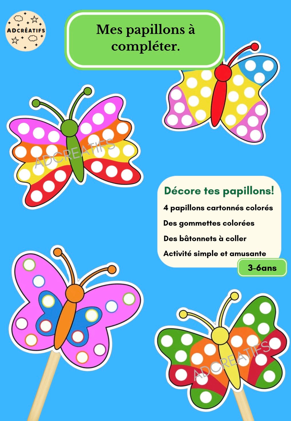 Kit créatif papillons à gommettes