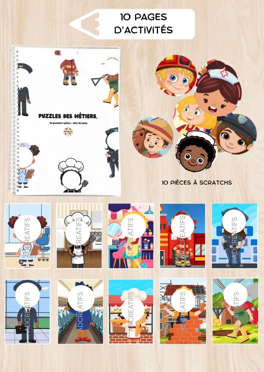 Puzzles 1 pièce - Les métiers